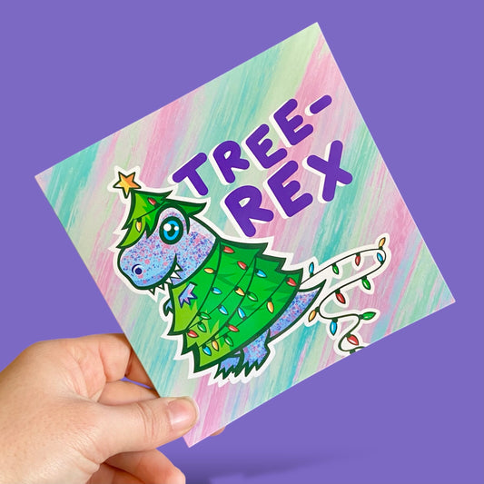 Tree Rex - Kawaii Christmas Cards - Kawaii Dinosaur - Quirky Christmas