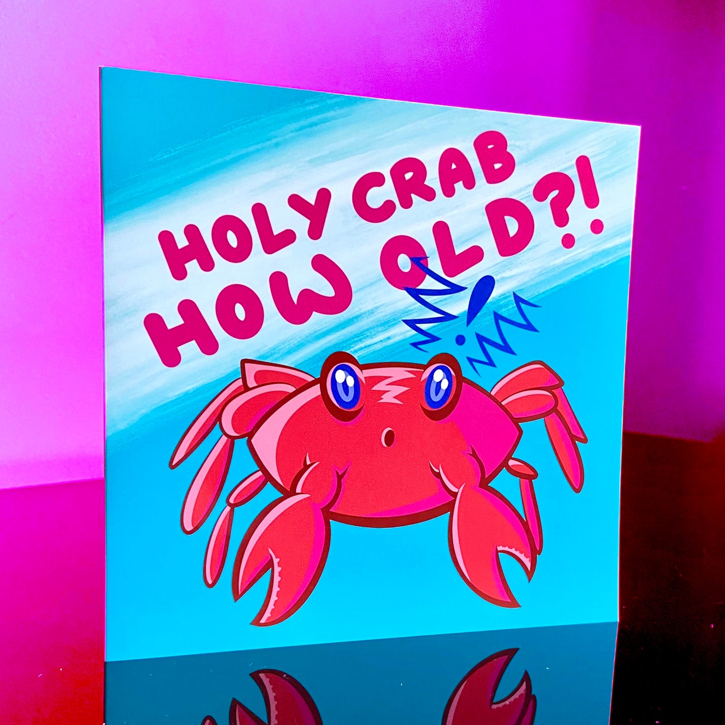 Funny Crab Birthday Card - Kawaii Crab - Red Crab Greetings Card - Holy Crab