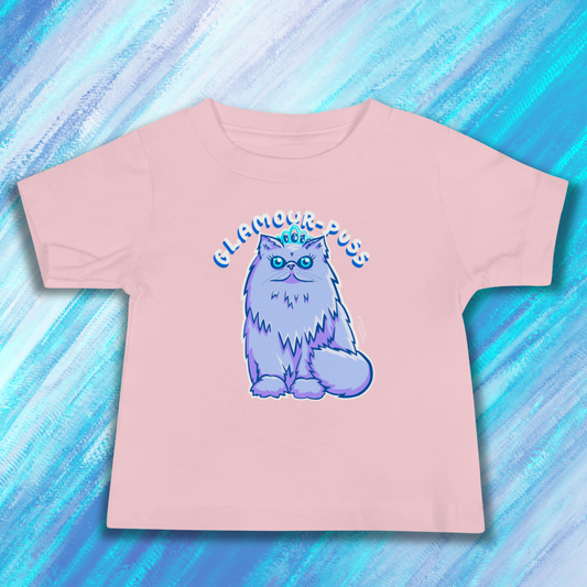 Persian Cat Unisex Baby Tee - Glamour Puss - 6 to 24 Months - Gifts For Cat Lovers