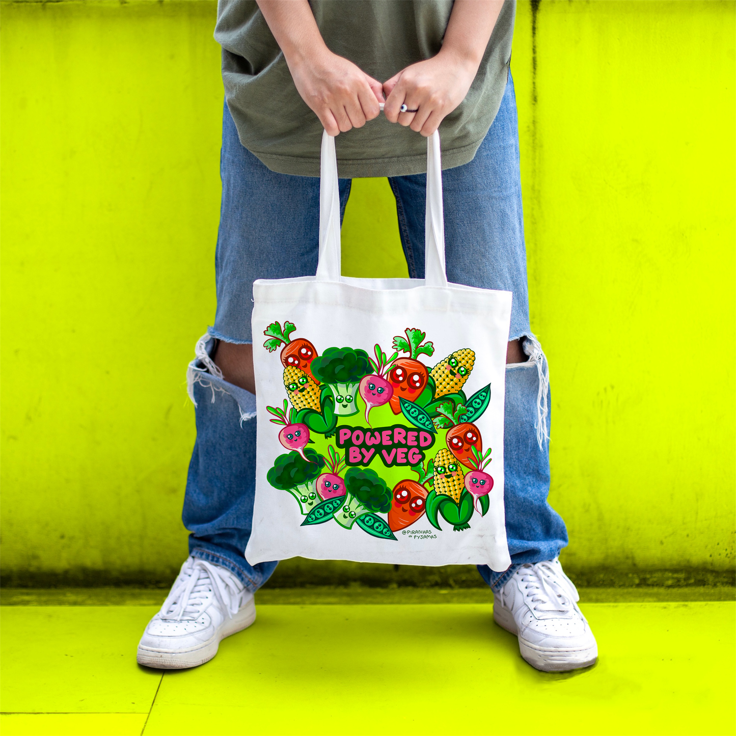 Kawaii Vegetable Tote - Vegetarian - Reusable Tote - Gardener Gifts - Green Grocer - Allotment