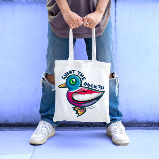 What The Duck - Reusable Tote - Sweary - Shopping Bag - Punny -Mallard