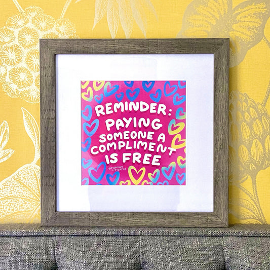 Compliment Someone Wall Art - 12x12 - Kindness Is Key - Quirky Home