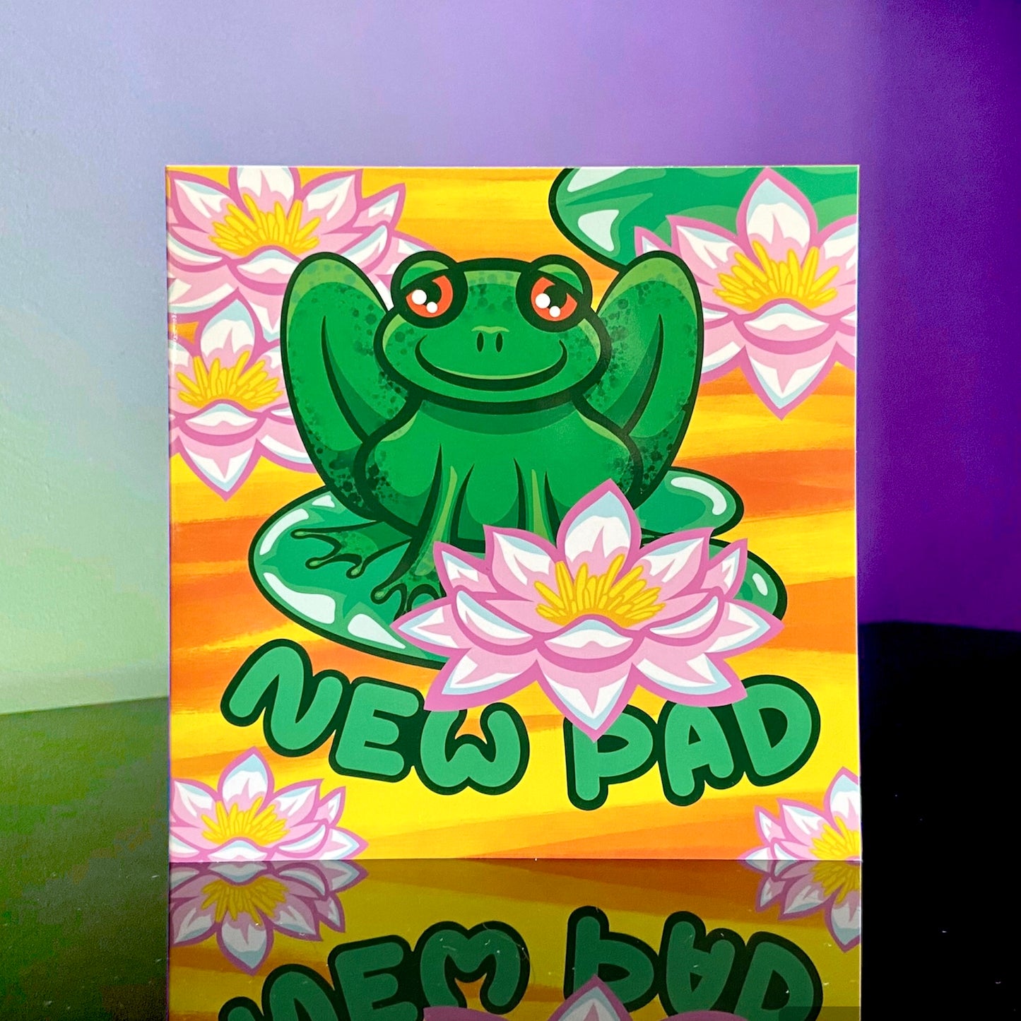 New Pad Greetings Card - New Home - Kawaii Frog Card - House Warming Gift