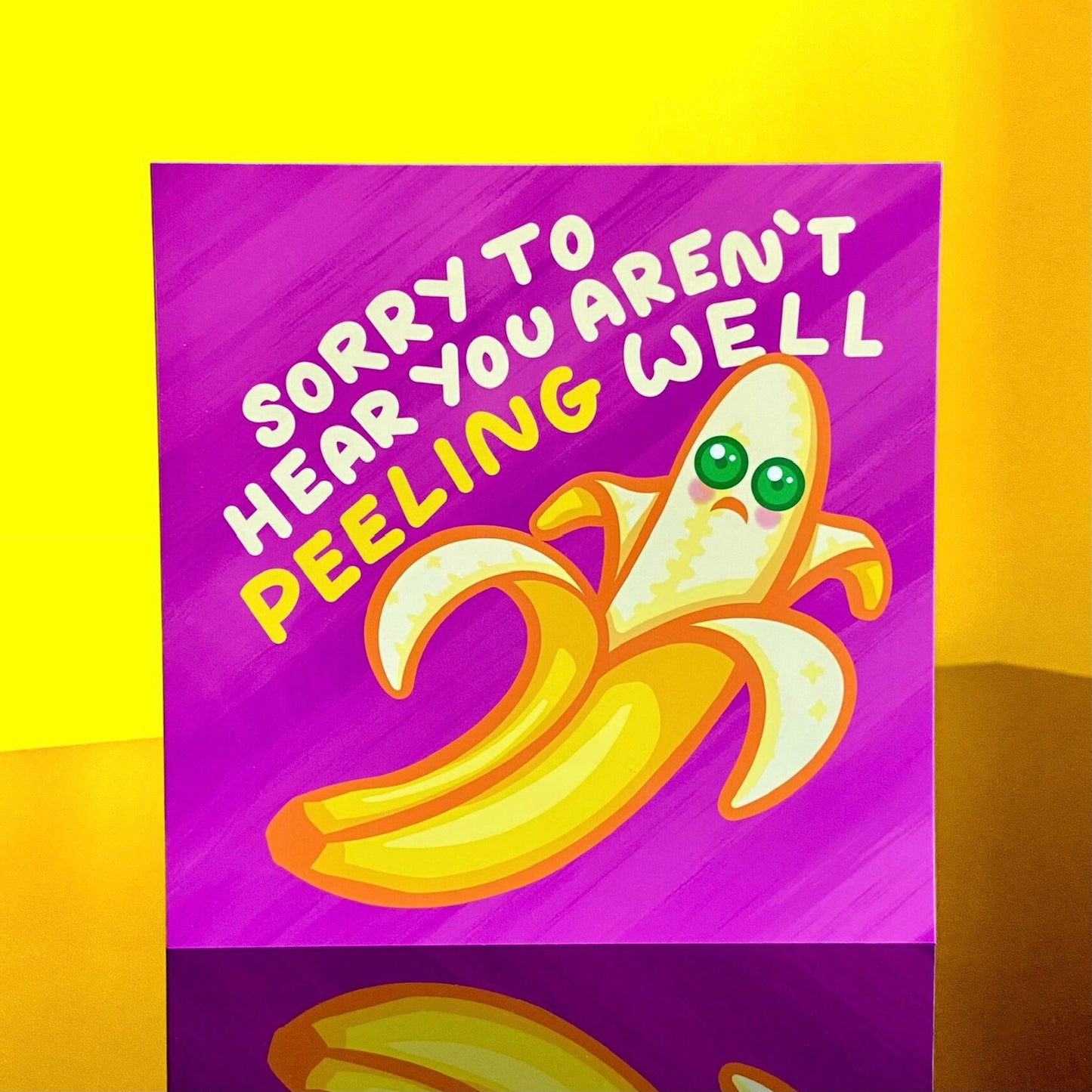 Funny Banana Card - Get Well Soon - Kawaii Fruit Pun - Colourful Greetings Card - Cute Gifts