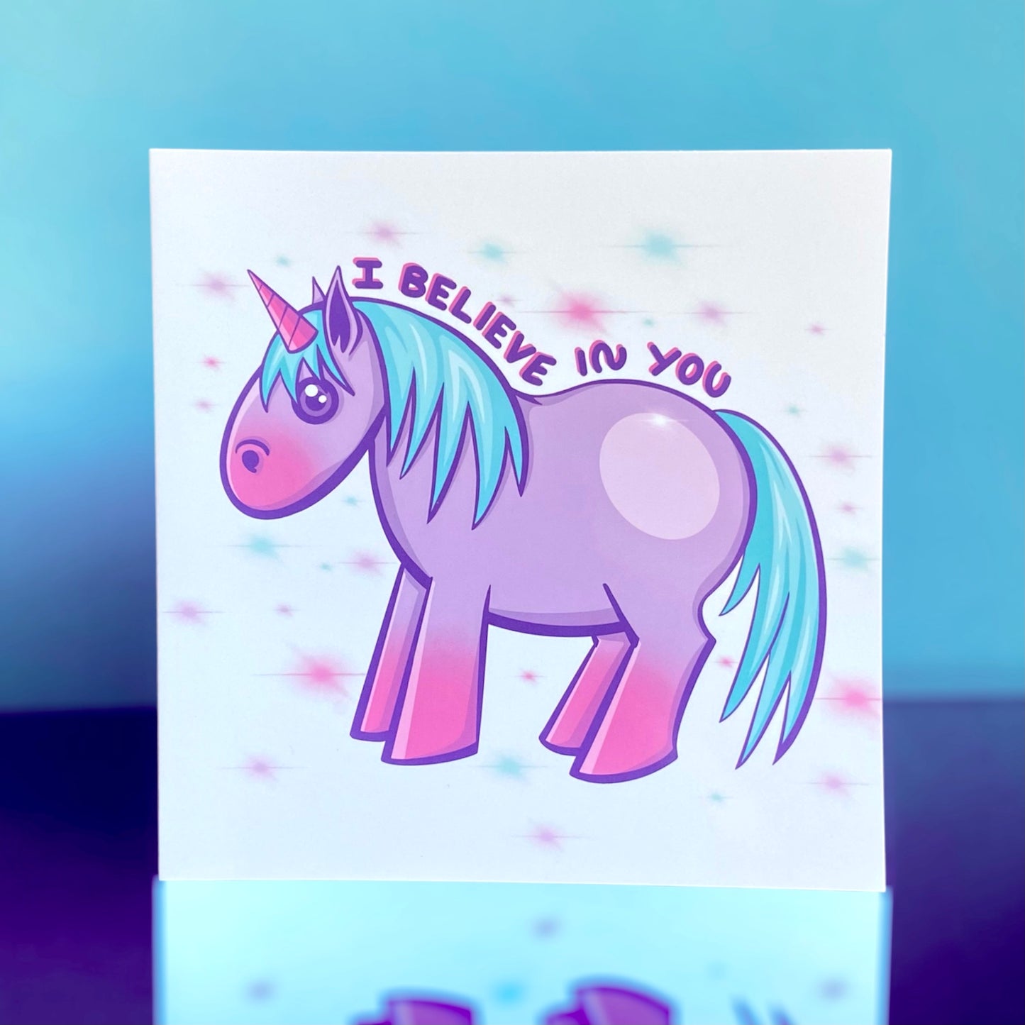 Kawaii Unicorn Greetings Card - I Believe In You - Motivational Gifts - Unicorn Lover - Magical Vibes