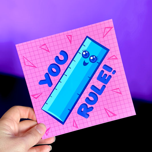 You Rule Greetings Card - Motivational Gifts - Stationary Lover - Kawaii Cute