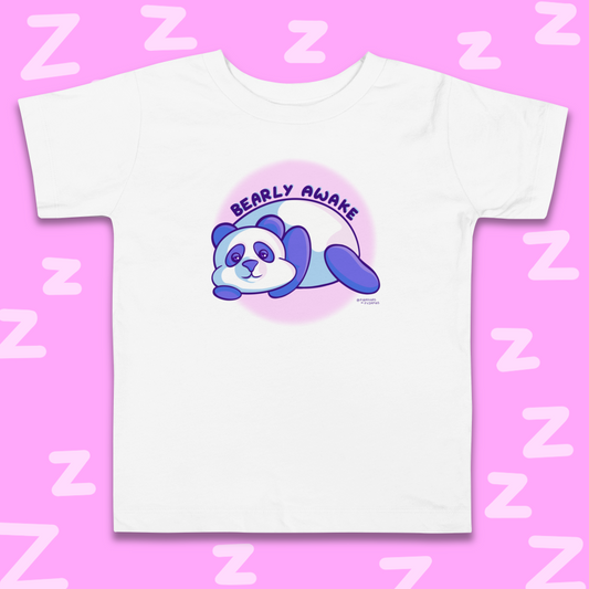 Kawaii Panda T-shirt (White) - Cute Pun - Toddler Tee - 2 to 5 Years - Bearly Awake - Sleepy Panda