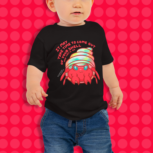 Kawaii Hermit Crab T-Shirt - Unisex Baby Clothes - 6 to 24 Months - Self Care Slogan