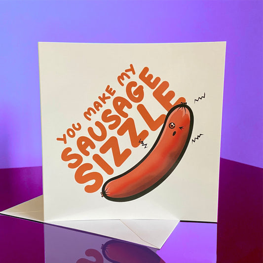 Cute Sausage Greetings Card - Partner Appreciation - Gay Valentine - Sexual Innuendo - Rude Puns