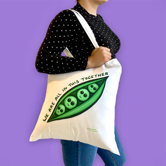 Cute Peas Tote - All In This Together - Reusable Tote - Power Of Positivity