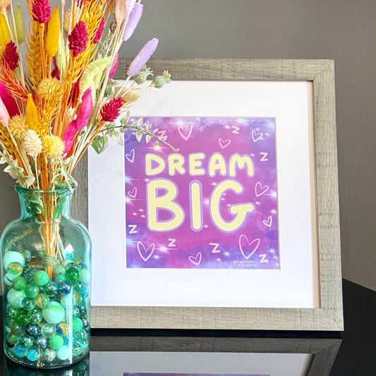 Dream Big Wall Art - 12x12 - Motivational Art - Quirky Home - Nursery Wall Art