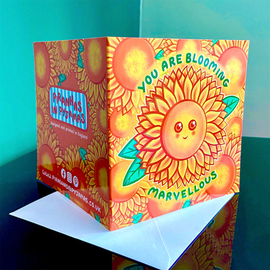 Kawaii Sunflower Card - Appreciation Card - Blooming Marvellous - Affirmation