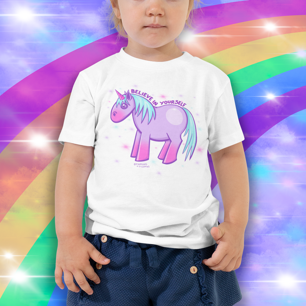 Kawaii Unicorn T-shirt - Believe In Yourself - Unisex Toddler Tee - 2 to 5 Years - Motivational Tee