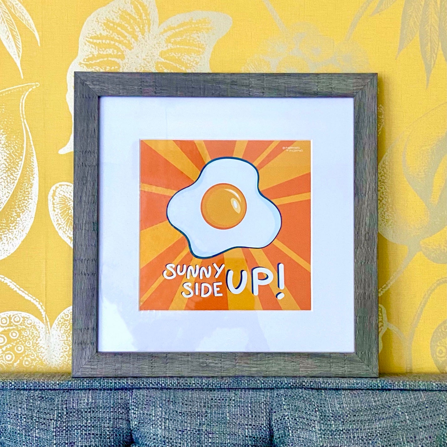 Sunny Side Up Egg Wall Art - 12x12 - Quirky Home - Sunny Outlook - Motivational