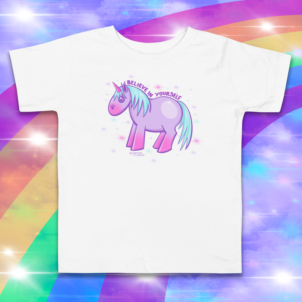 Kawaii Unicorn T-shirt - Believe In Yourself - Unisex Toddler Tee - 2 to 5 Years - Motivational Tee