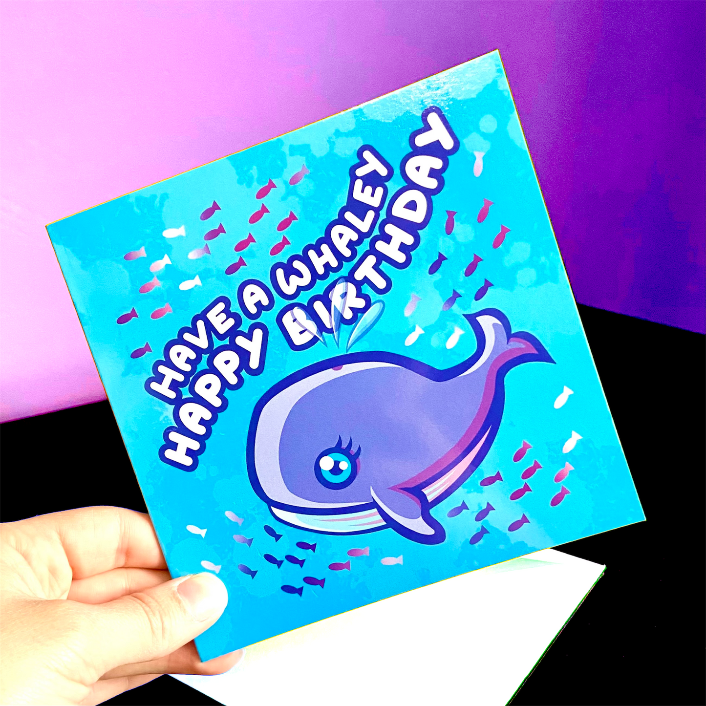 Cute Whale Birthday Card - Happy Birthday - Kawaii Greetings Card - Cute Puns