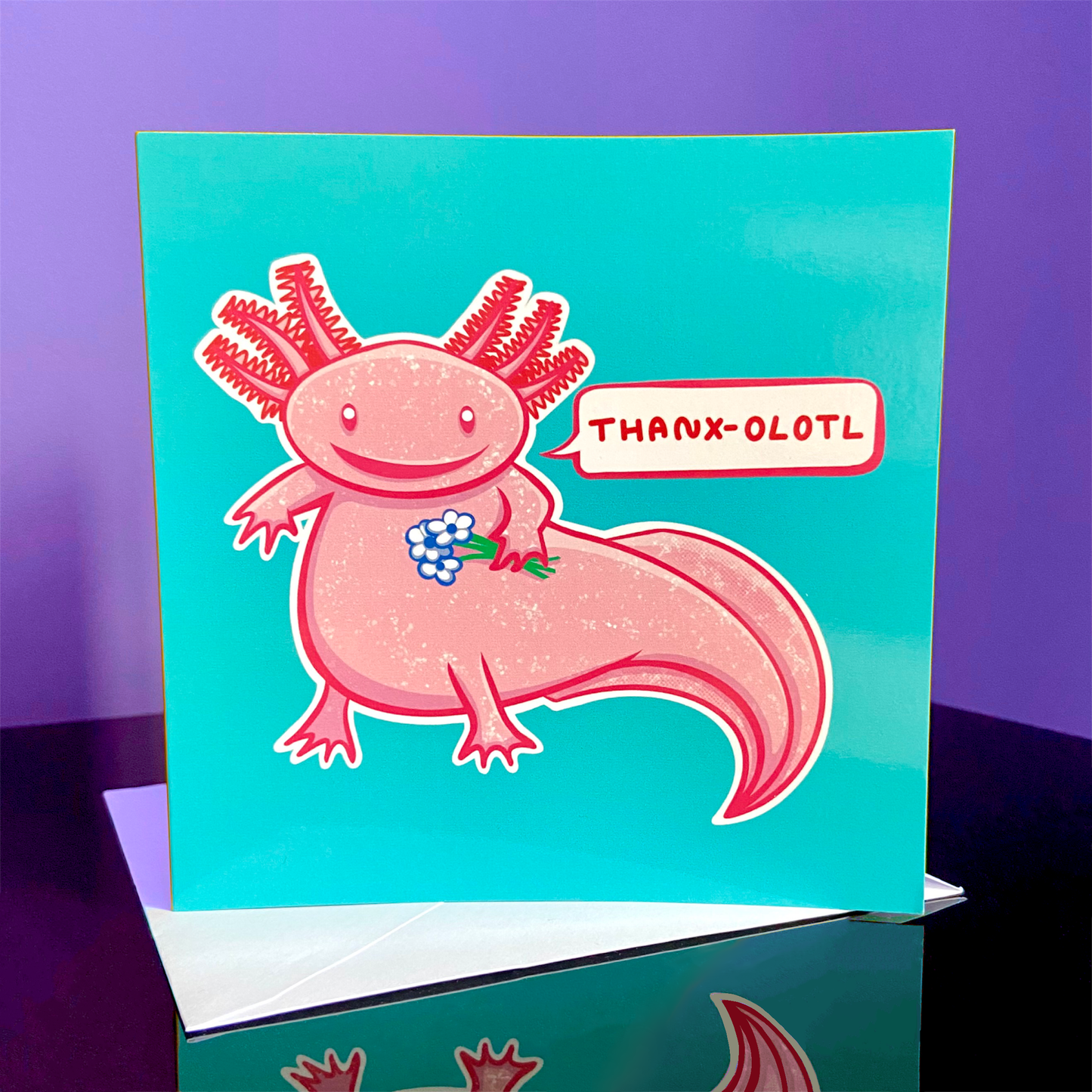 Cute Axolotl Greetings Card - Thanxolotl - Thank You Card - Appreciation Card