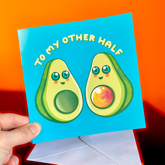 Cute Avocado Greetings Card - Partner Appreciation - Kawaii Valentines Card - Girlfriend - Boyfriend