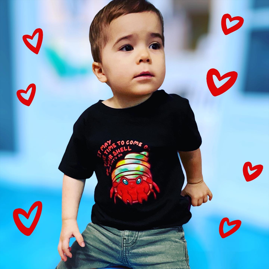 Kawaii Hermit Crab T-Shirt - Unisex Toddler Tee - 2 to 5 Years - Self Care Slogan