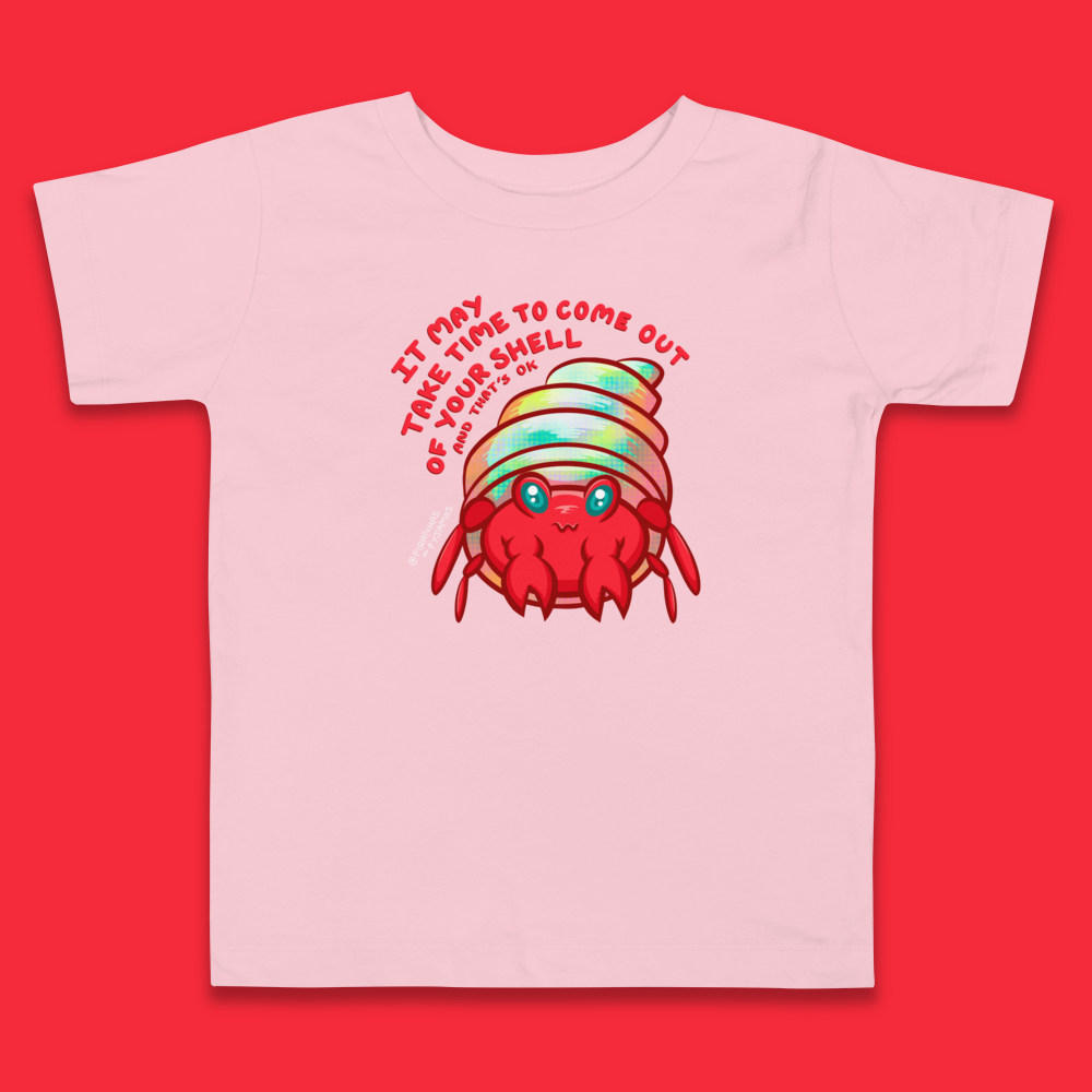 Kawaii Hermit Crab T-Shirt - Unisex Toddler Tee - 2 to 5 Years - Self Care Slogan