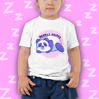 Kawaii Panda T-shirt (White) - Cute Pun - Toddler Tee - 2 to 5 Years - Bearly Awake - Sleepy Panda