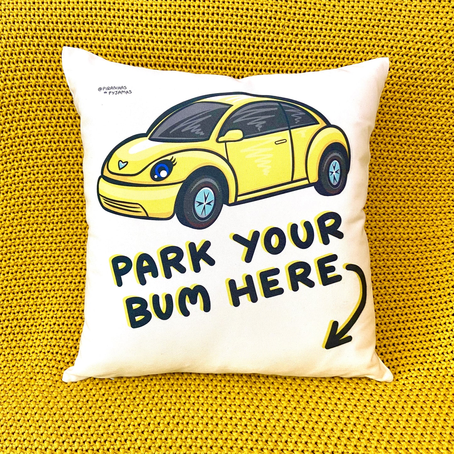 Kawaii Car Cushion - Cute Car - Quirky Home - Cushions - Relaxation -  Yellow Beetle