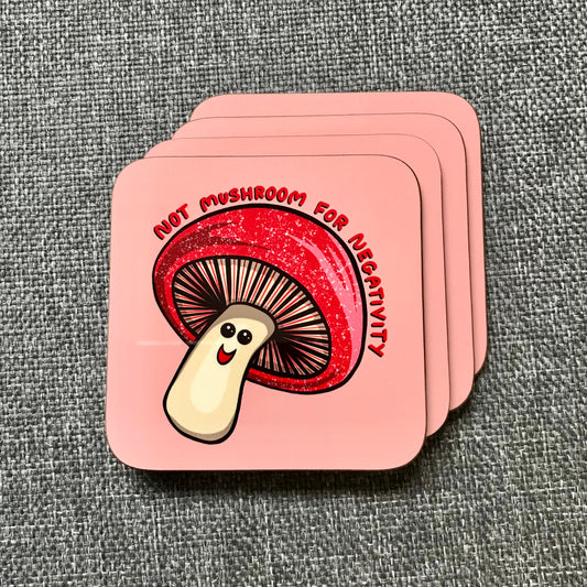 Kawaii Mushroom Coaster - Motivational Coaster - Self Care - Novelty Gift