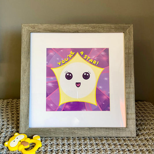 Kawaii Star Wall Art - 12x12 - You’re A Star - Quirky Home - Nursery Wall Art