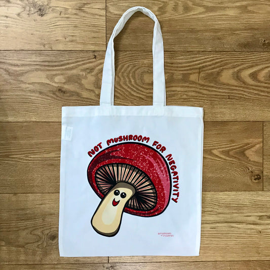 Kawaii Style Mushroom Tote - Reusable Tote - Motivational Slogan - Shopping Bag