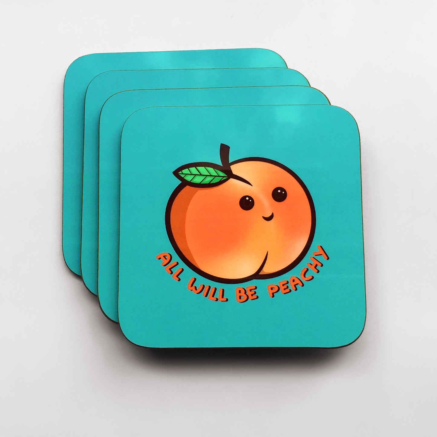 Kawaii Style Peach Coaster - Motivational Coaster- Punny Jokes - Novelty Gift