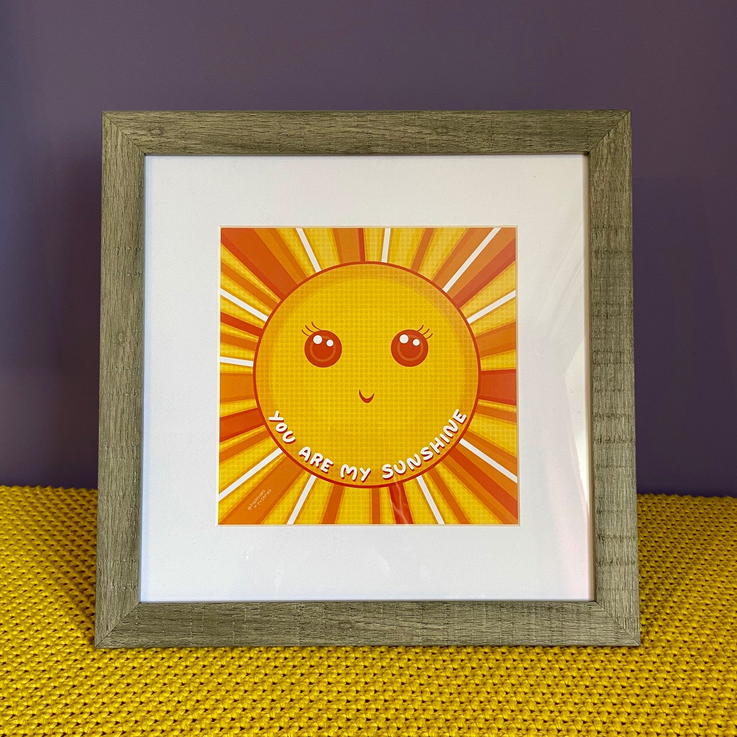 Kawaii Sunshine Wall Art - 12x12 - Happy Art - Motivational Print - Nursery Wall Art