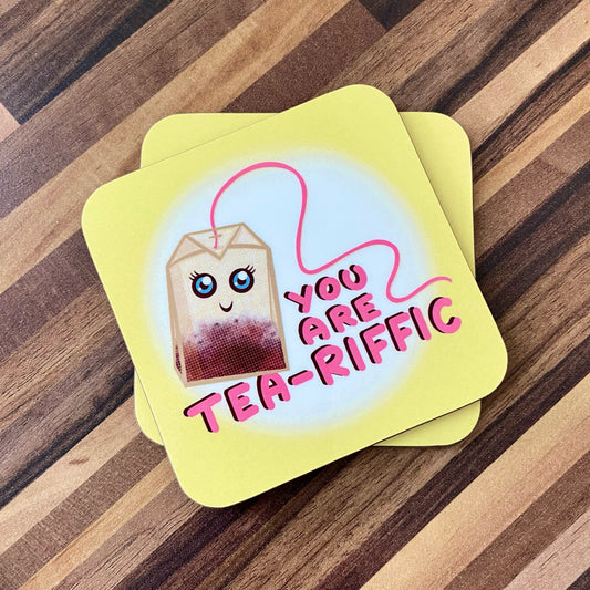 Kawaii Tea - Motivational Coaster - Novelty Gift - Gifts For Tea Lovers - Affirmation